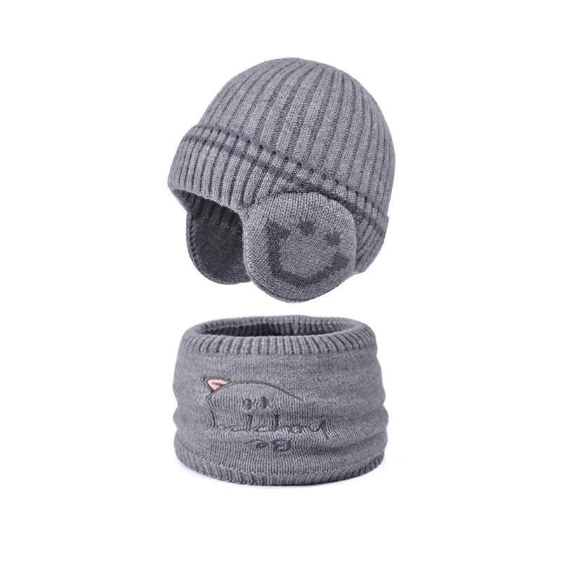 Childrens Acrylic Knit Hat And Scarf Set With Ear Protection For Winter Outdoor Wear