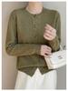 Spring 2025 Retro Velvet Round Neck Knit Cardigan - Space-Dyed Loose Fit for Women