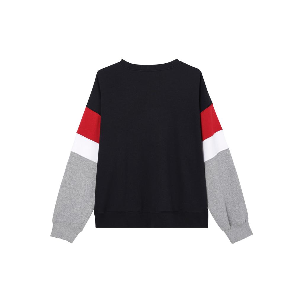 Jordan Brooklyn Fleece Logo Patchwork Crew Neck Sweatshirt Women Tops Black FB5174-010