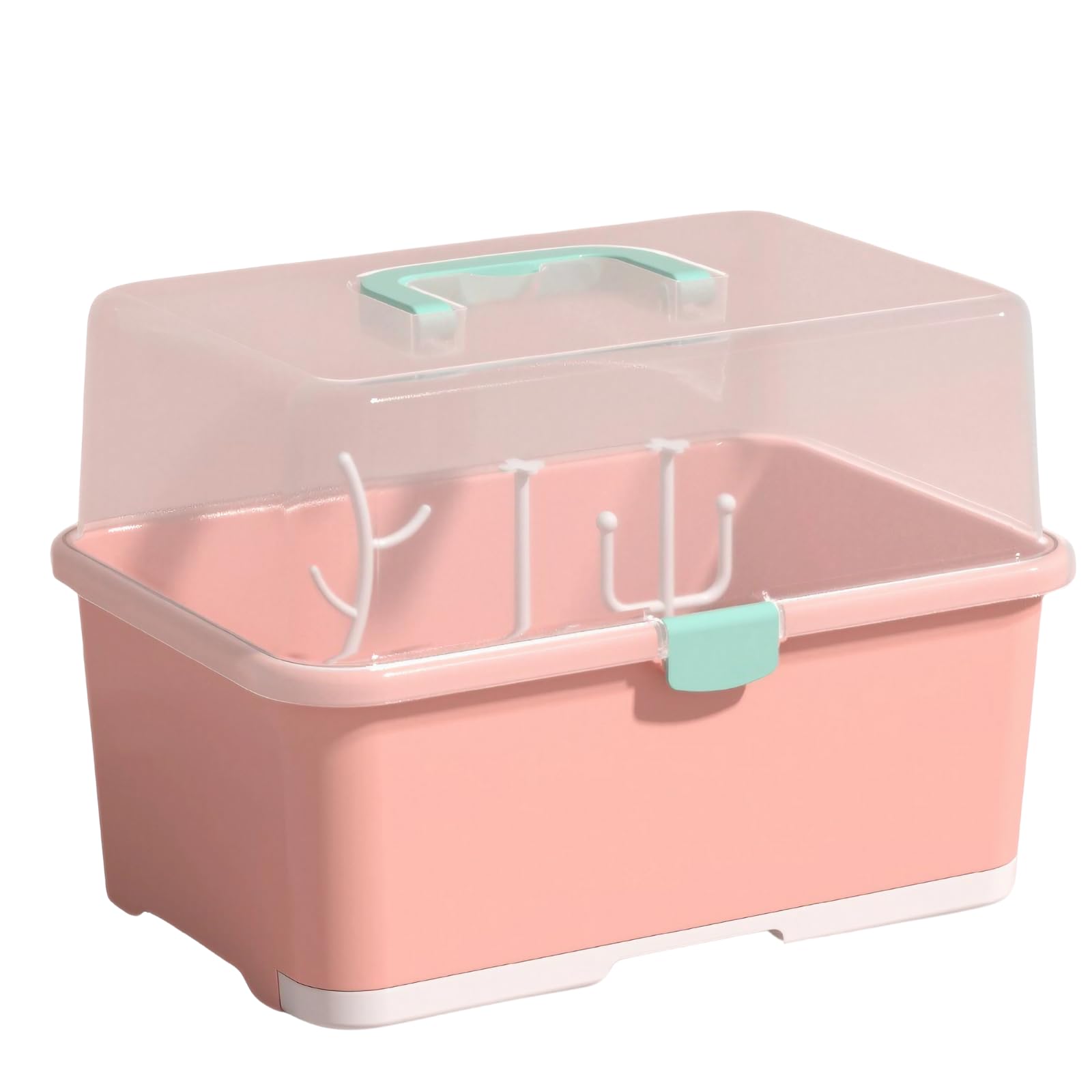 

DIZLAS Baby Bottle Holder, Bottle Case, Rack, Drying Box, Portable, Hygienic, Dustproof, with Cover, Sterilizing (Pink)