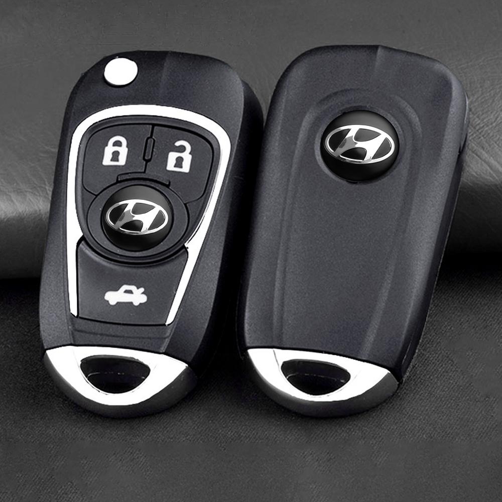 2/5/10PCS 14MM 3D Aluminum Car Key Shell Stickers For Hyundai Accent Elantra Tucson Azera GDI i20 i30 Auto Key Remote Fob Decals C1