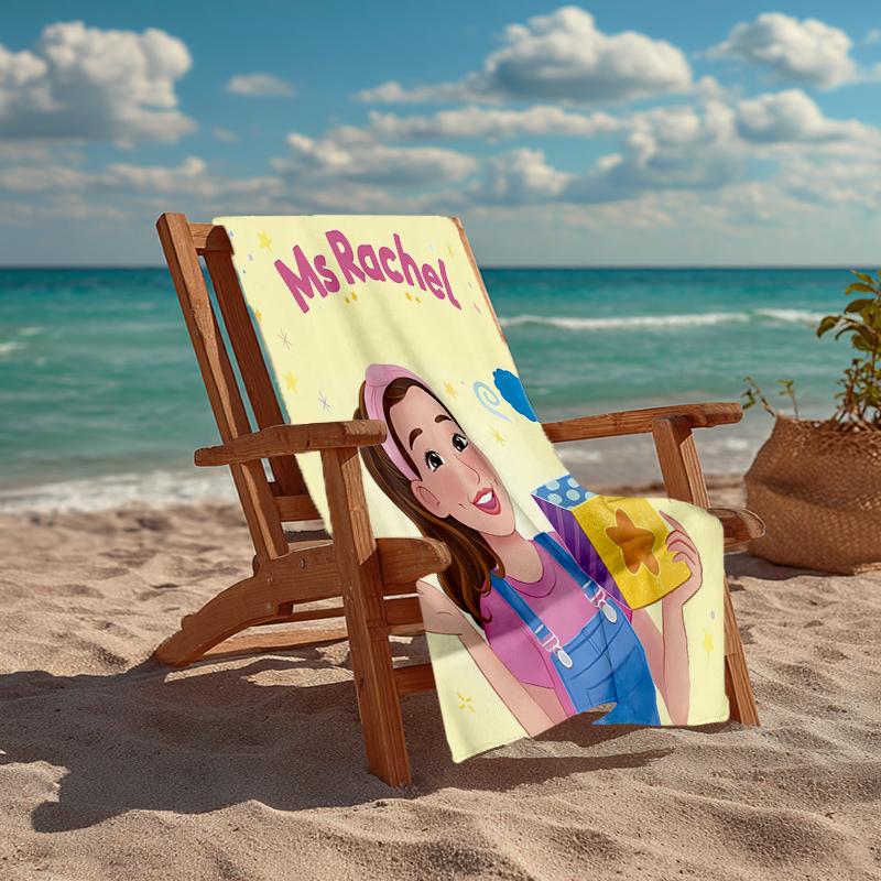 Ultra-Soft Beach Towel with Ms. Rachel Theme,Ideal for Pool - Camping, Diving - Perfect Travel Essential, Vibrant Beach Towel.