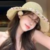Sunscreen Flower Lafite Straw Hat Wide Brim Summer Beach Hat Portable Beachside Sun Hat  Outdoor