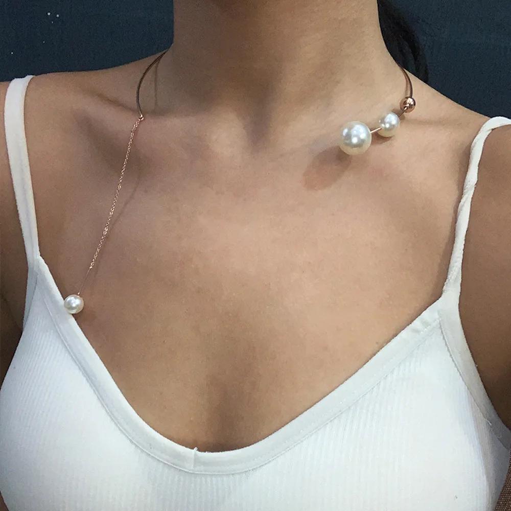 2025 New Fashion Statement Women's Pearl Clavicle Choker Necklace - Enhance Your Elegance and Style