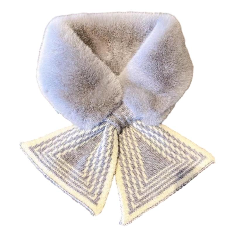 

Furry Faux Furs Shawl Scarf for Women Winter Wedding Party Neck Wrap Warm Plush Knitting Shawl Formal Wear Neckerchief серый