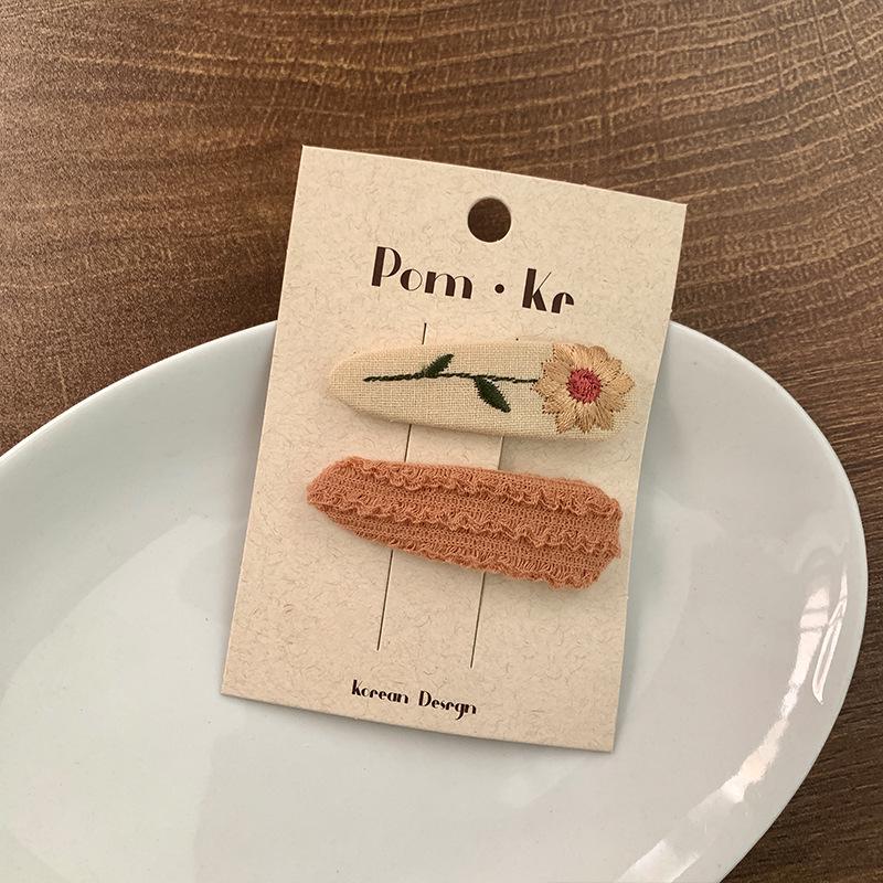 Children's Floral Embroidered Hair Clip for Girls