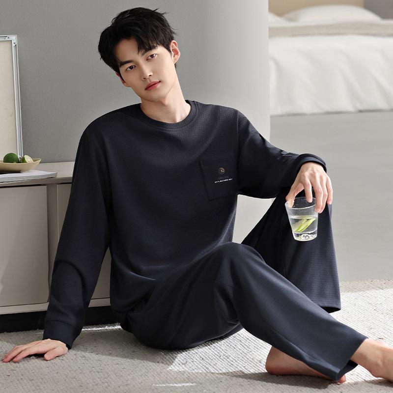 Pajamas Men'S Autumn And Winter Island Fleece Thickened Fleece Long Sleeve Coral Fleece Large Size Loungewear Spring And Autumn Thin Fleece Suit