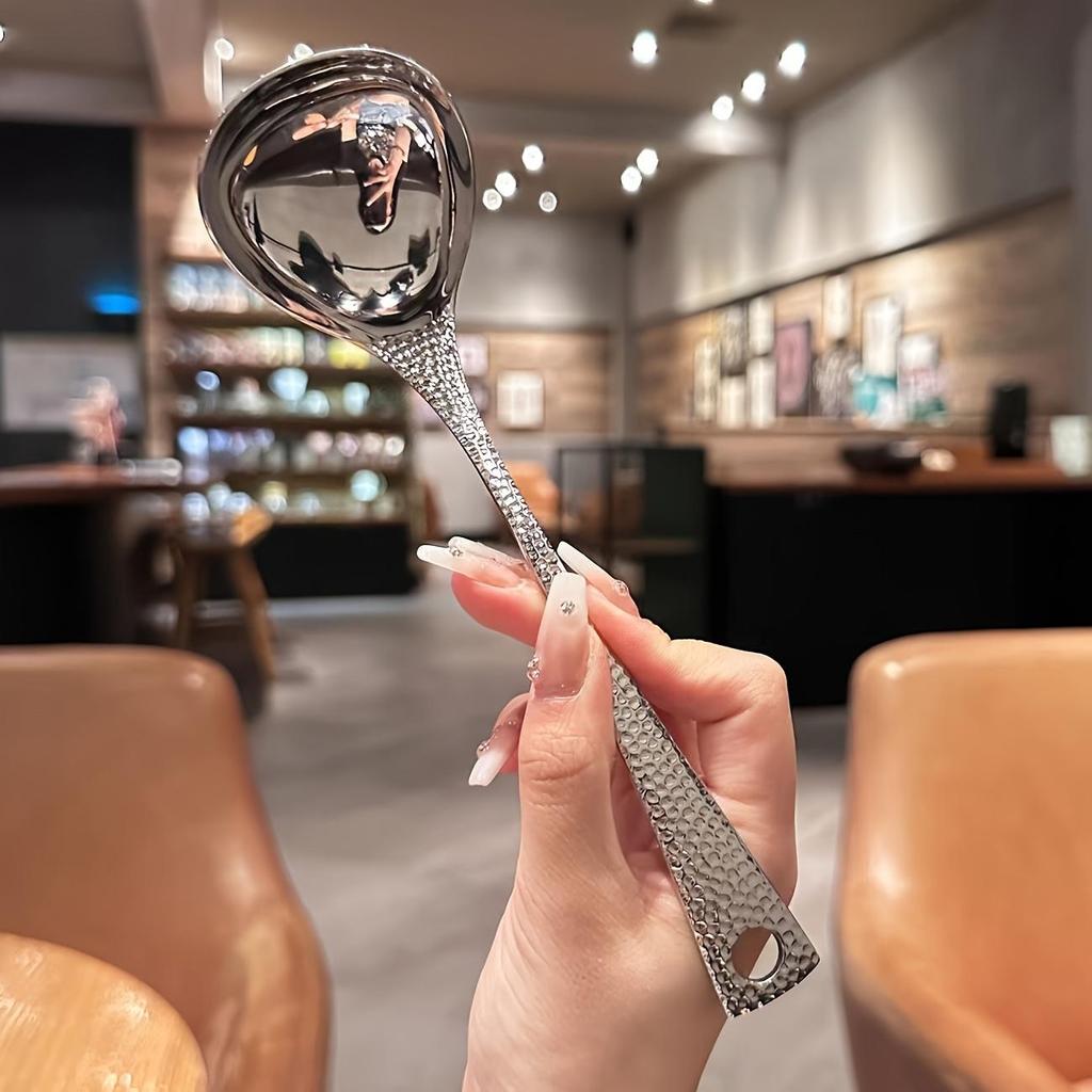 Leak-Proof Stainless Steel Soup Ladle with Fish Scale Handle - Long, Durable Kitchen & Dining Spoon for Home and Restaurant Use