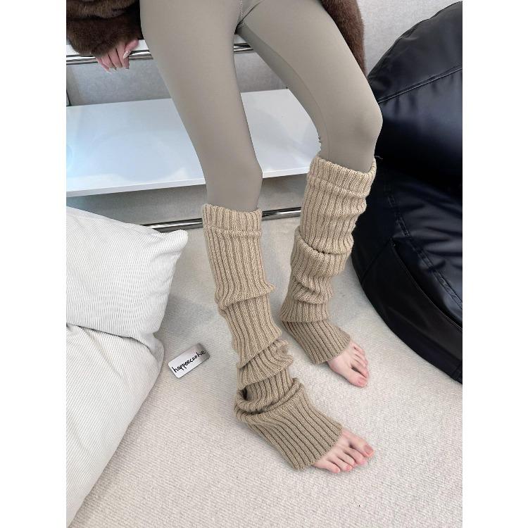 70Cm Thick Thread Vertical Knitting Knee Socks Cover, Warm And Thickened Stacking Stockings, Small Sweet Potato Popular Leg Guards And Leg Covers