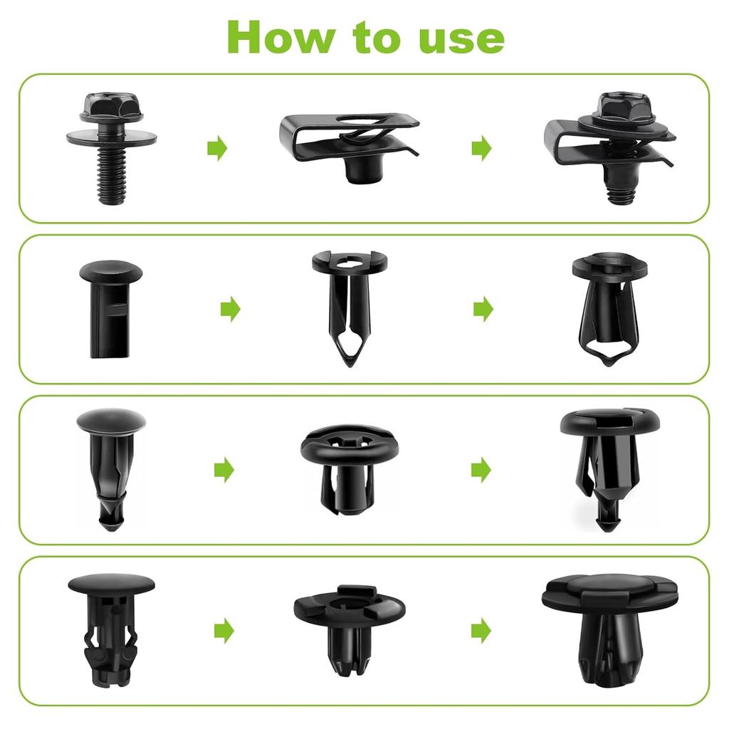 125 Pcs Auto Retainer Clips Extruded U Nuts & Hex Head Body Bolts Bumper Fasteners Rivet Clips Body Bolts Kits Fastener Clips For Splash