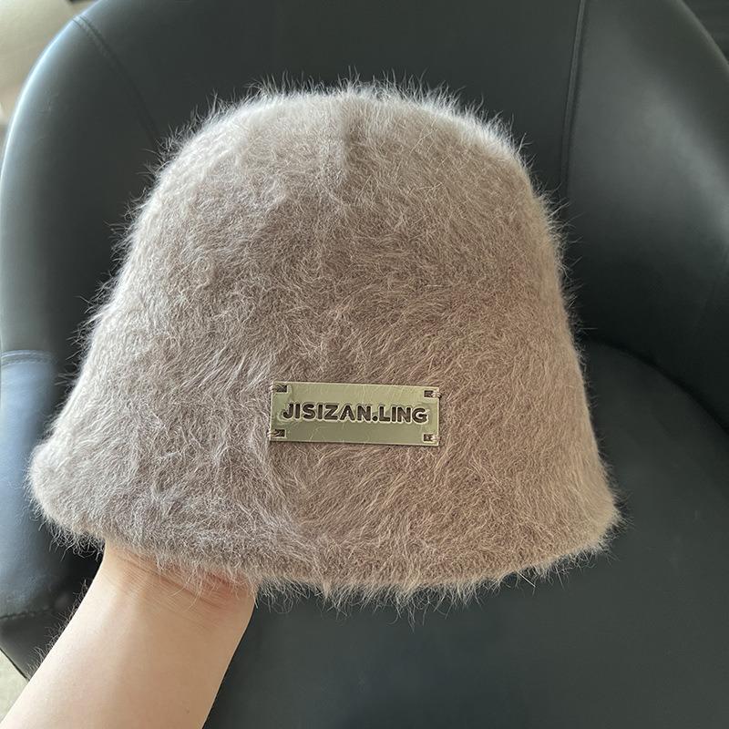 Face Rabbit Fur Bucket Hat Women Winter Warm Bucket Hat Plush Autumn and Winter Basin Hat Light Luxury Hat Women