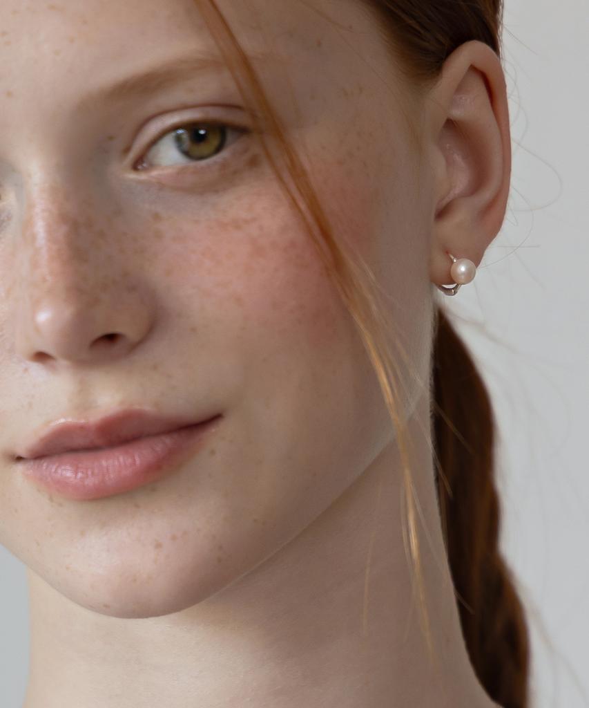 Tatiana (Silver 925) Simple Freshwater Pearl Hoop Earrings Ec3238