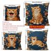 Vintage Floral Orange Cat Decorative Throw Pillow Covers Pattern Cushion Cover Suitable for Sofa Bedroom Car Pillow Cover