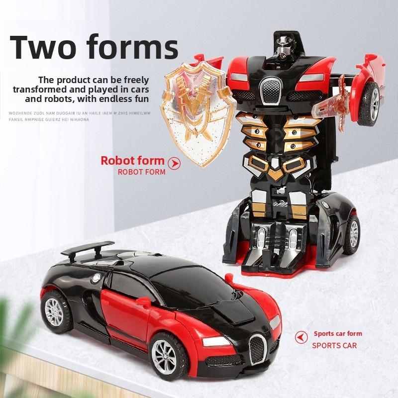 Kids Inertia Transforming Race Car Toy With Onebutton Morph For Boys Learning And Play