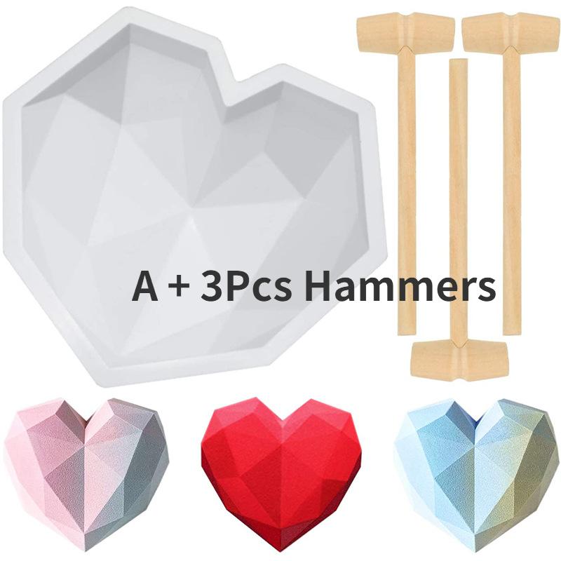Silicone Diamond Love Baking Mold Set Letter Number Molds 1/6/8 Cavity Heart Mousse Pastry Cake Chocolate Soap Candle Mould