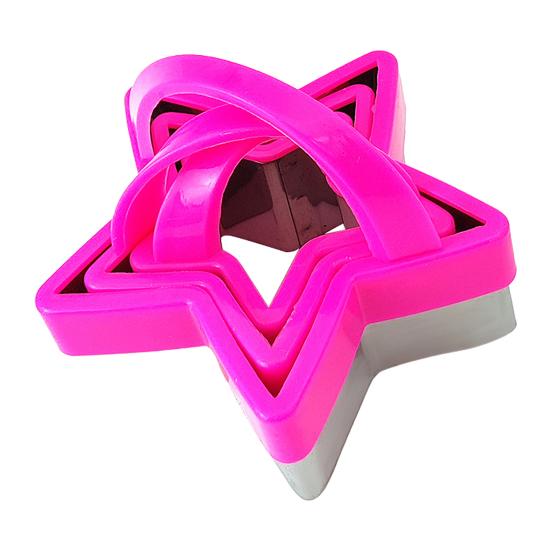 3Pcs Stainless Steel Cookie Cutter with Handles Heart Star Plum Blossom Circle Shapes DIY Baking Molds for Fondant Cookies Cake Decorating Tools