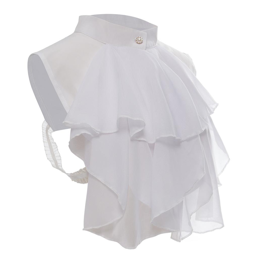 Unisex Renaissance Elisabethanischer Falscher Kragen Mittelalterlich Kolonialer Jabot Gerüschtes Abnehmbares Halbshemd Blusen für Party