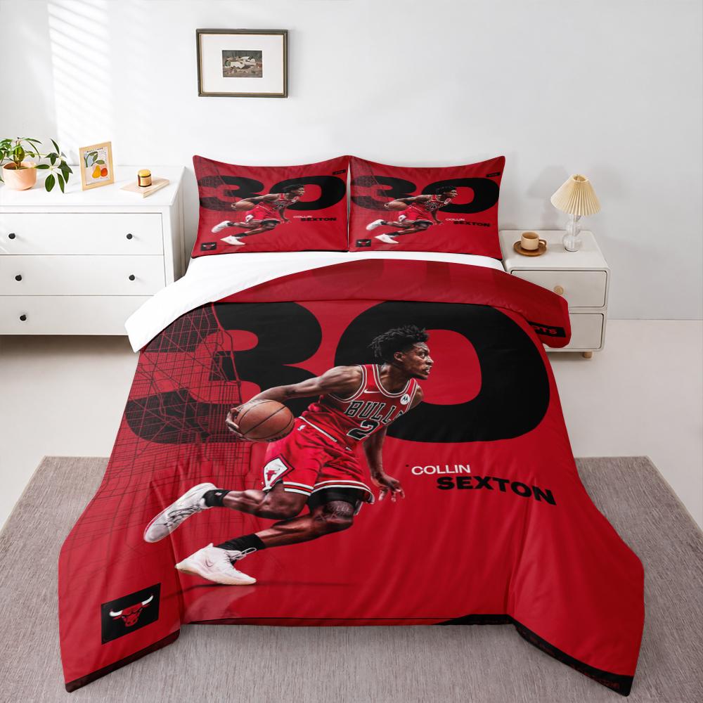 "Red Basketball Player Illustration Design Bedding setBedding set (1 duvet cover, 2 pillowcases, duvet not included)