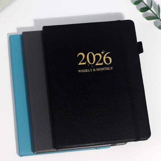2026 Planner A5 Notebook 144 Sheets Hardcover Daily Journal Calendar Multifunctional Work-Life Balance Schedule for Travel College Home