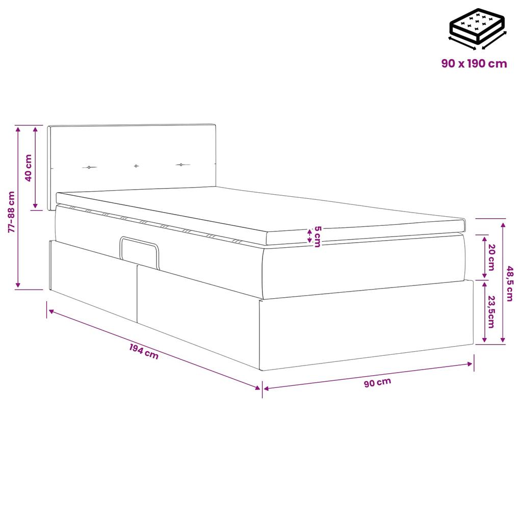Storage Bed with Mattress Black 90 X 190 Cm Velvet