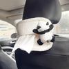 Car Tissue Boxes Panda Bow Plush Accessories Backseat Hanging Tissue Bag Box Holder Hanger Cover Auto Toys Interior Decoration