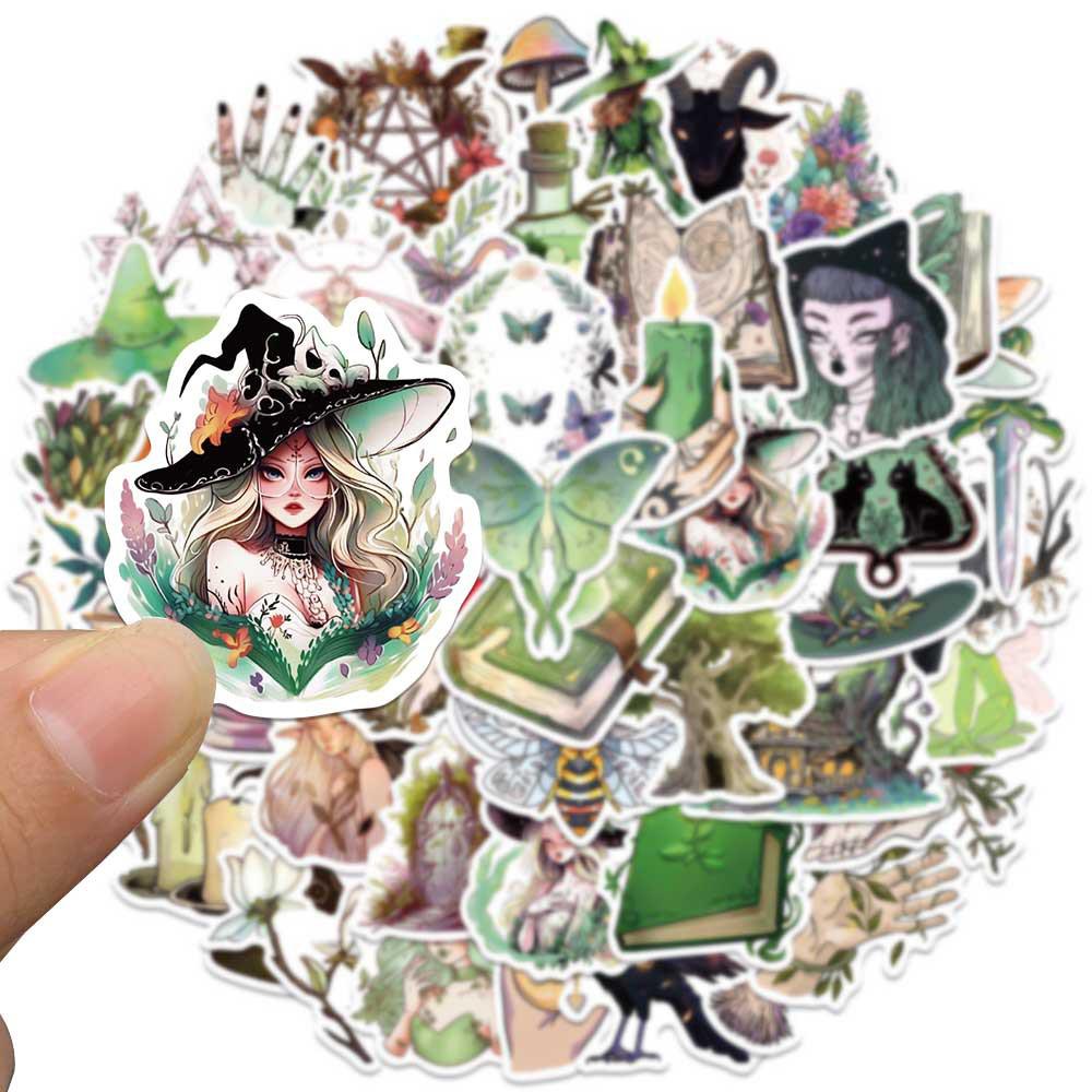 10/30/50pcs Gothic Retro Forest Magic Witch Stickers Aesthetic Cartoon Decals DIY Fridge Luggage Bike Car Cool Kids Sticker Toys