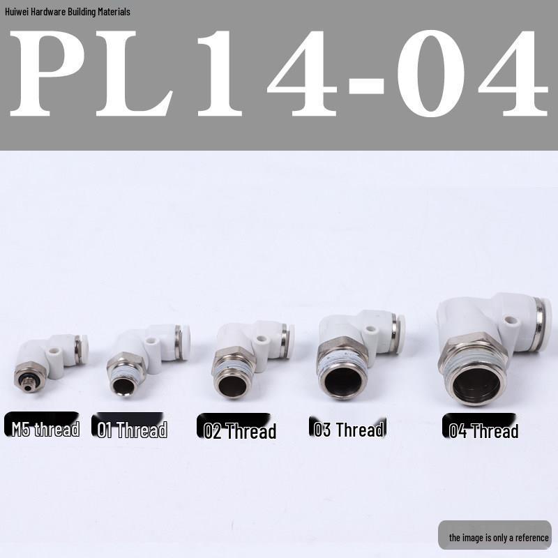 Pneumatic Tube Quick Connector: PL8-02, 4-M5, 6-01, 10-03, 12-04 Threaded Elbow
