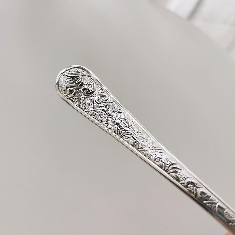 304 Stainless Steel Court Spoons Kitchen Food-grade Long-handled Round Spoons for Eating High-end and Exquisite Household Scoop