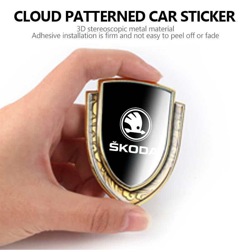 VIJT4 3D Metal Car Side Body Trunk Decoration Emblem Sticker Shield Styling For Skoda octavia a5 a4 mk1 2 fabia superb rapid mk3 yeti