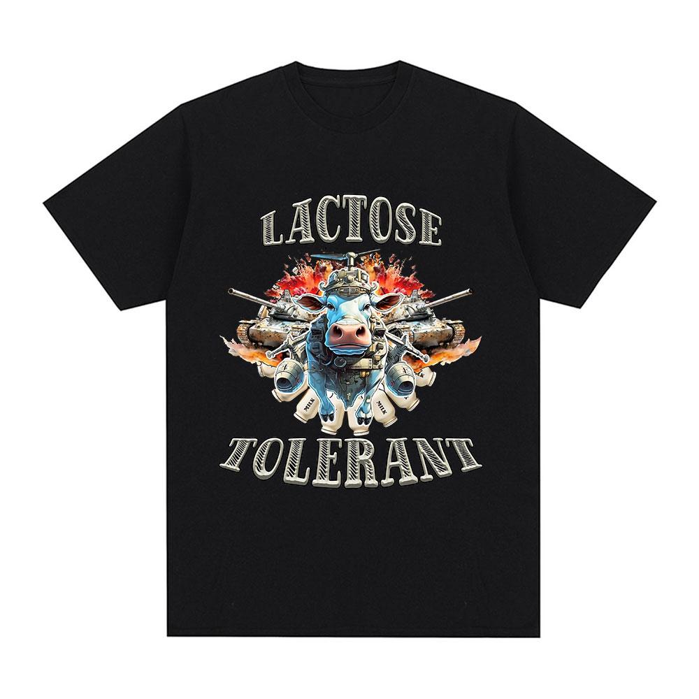 Milk Makes My Tummy Hurt T-shirt Lactose Tolerant Funny Meme Graphic T Shirt Men Fashion Vintage Hip Hop Short Sleeve T-shirts