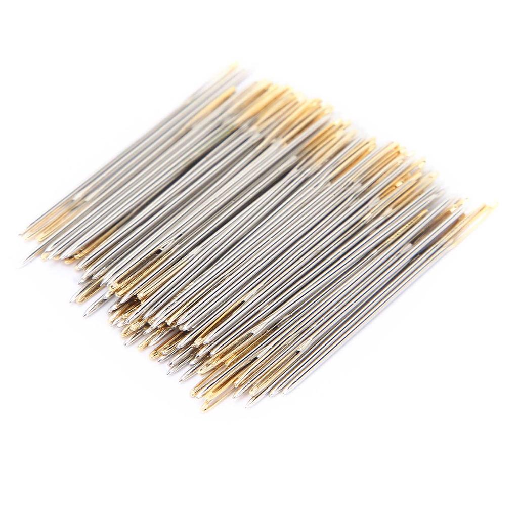 100Pcs Cross Stitch Needles Metal Large Eye Sewing Stitching Embroidery with Storage Box