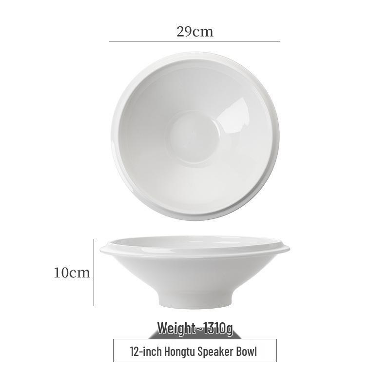 קערת עצם סין עמוקה לבנה אלגנטית: קערת מרק/אטריות/פירות ים למלון ומסעדה - עיצוב לא סדיר ויצירתי