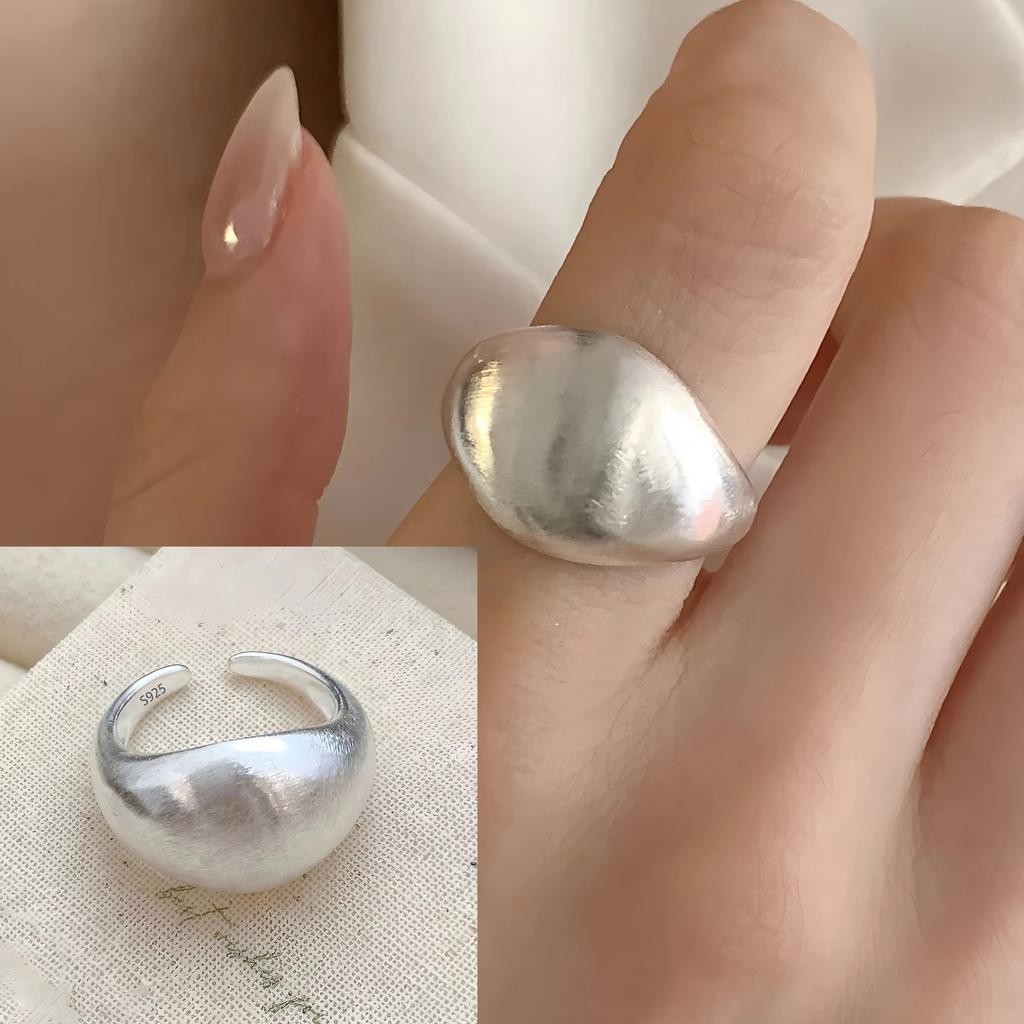 PANJBJ Inel Geometric din Argint 925 cu Cristal pentru Femei Elipsă Punk Exagerat Picătură de Apă Inel Deschis Cadou Bijuterie
