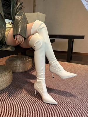 Bottes Sexy Spice Girls Au-dessus du Genou 2025 Nouvelles Bottes d'Automne et d'Hiver pour Femmes à Bout Pointu à Talon Fin Bottes de Chevalier Bottes à Talons Hauts Européennes et Américaines