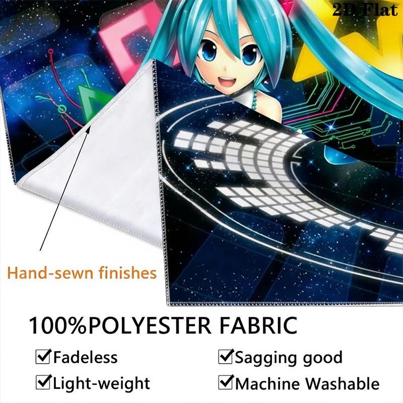 Name Benutzerdefinierte Anime Miku Wandteppich Ästhetischer Wandbehang Bedruckter Stoffdecke Dekorative Wandteppiche für Schlafzimmer Wohnzimmer Heimdekoration