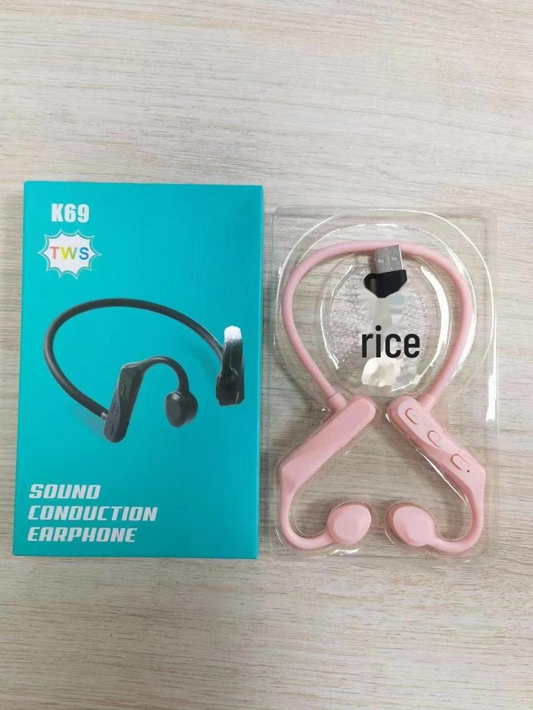 K69 Wireless Sports Earphones: Sweat-Proof Bone and Sound Conduction Bluetooth 5.0, Back-Hook Design