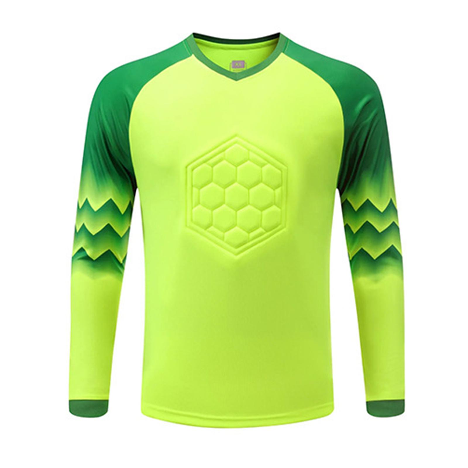 

Boys Quick Dry Printed Sport Shirt Long Sleeve Chest Sponge Padded Football Goalkeeper Training Races 11-13 Years