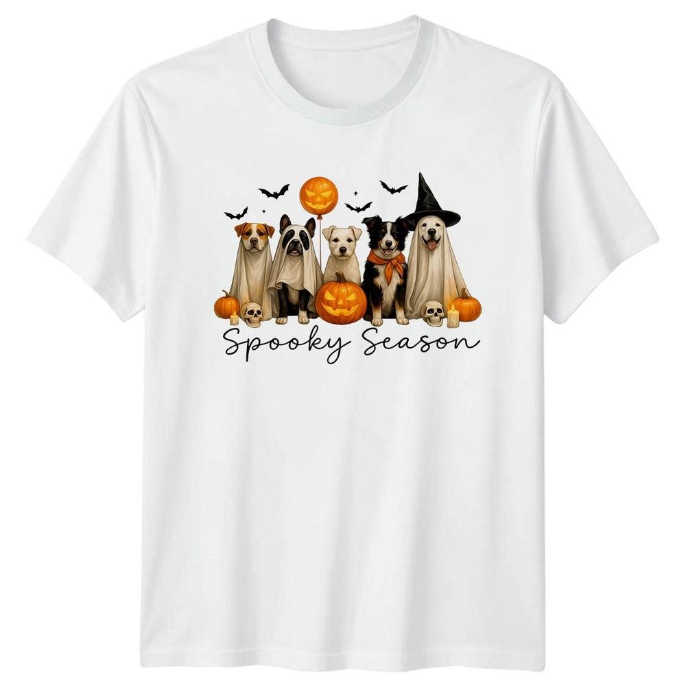 Spooky Season Dogs Halloween Holidays Unisexs Unisexs Graphic Tee Shirt S