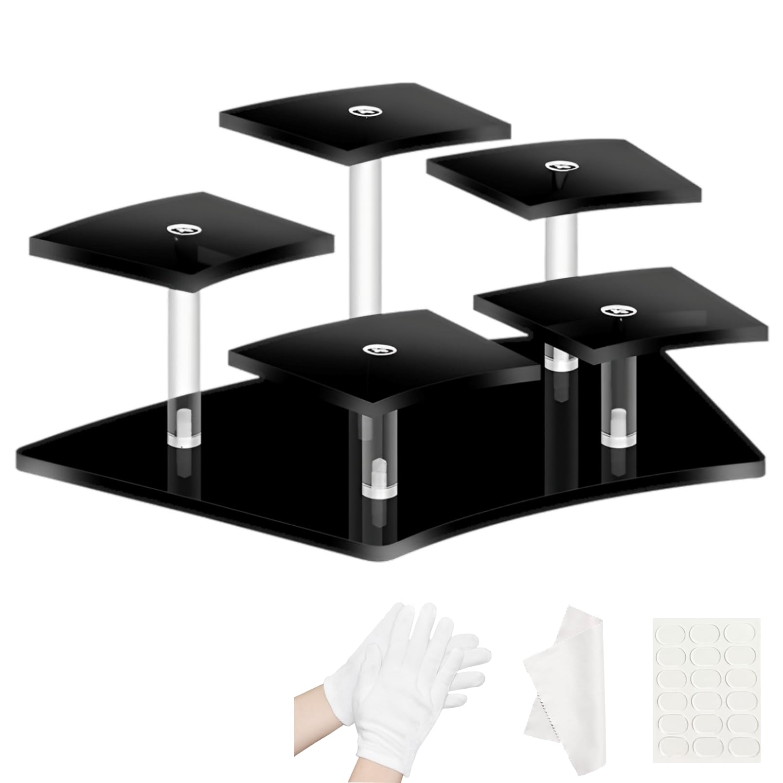 

heizi Figure Case, Collection Case, Figure Shelf, Display Case with Fixing Tape (5 Figures, Black)