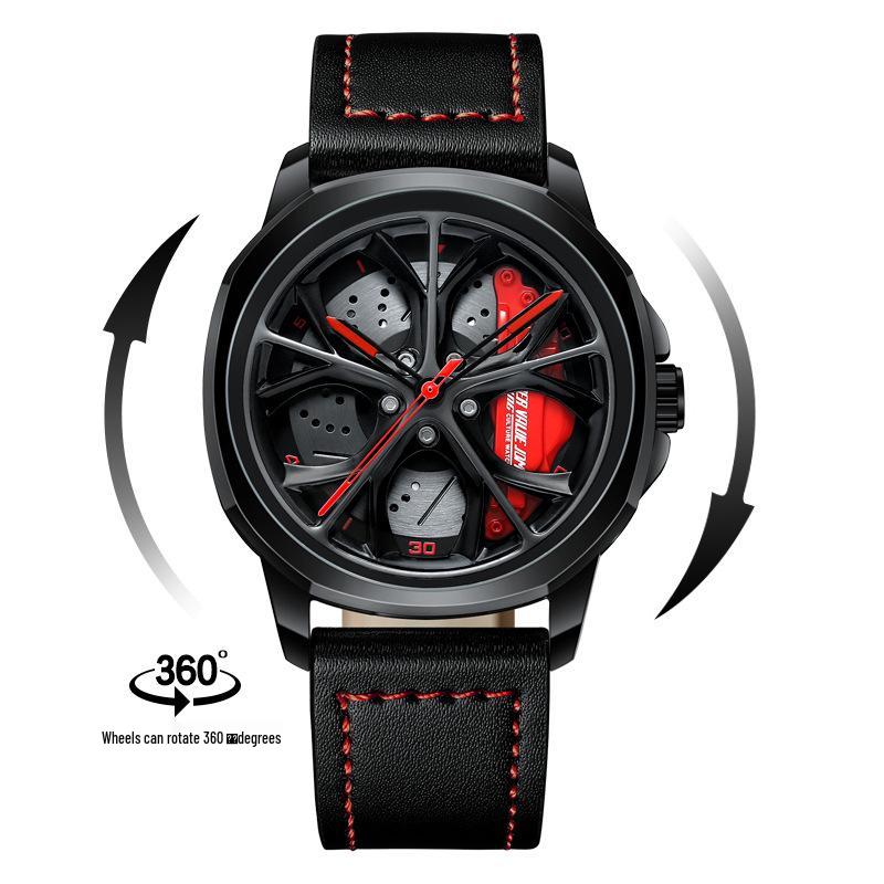 SVJ Men's Wheel Watch: Cross-border Bestseller with 3D Hollow Design & Car Mod Brake Caliper