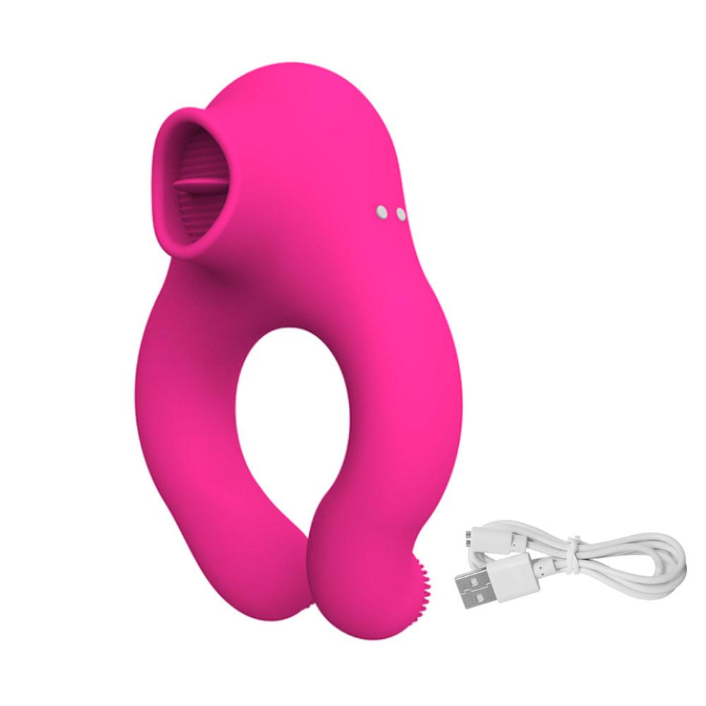 Unisex Vibrator Male Penis Ring Tongue Licking Sex Toy 3 Motor Vagina Masturbator G-spot Clitoris Stimulator Sex Toys for Couple