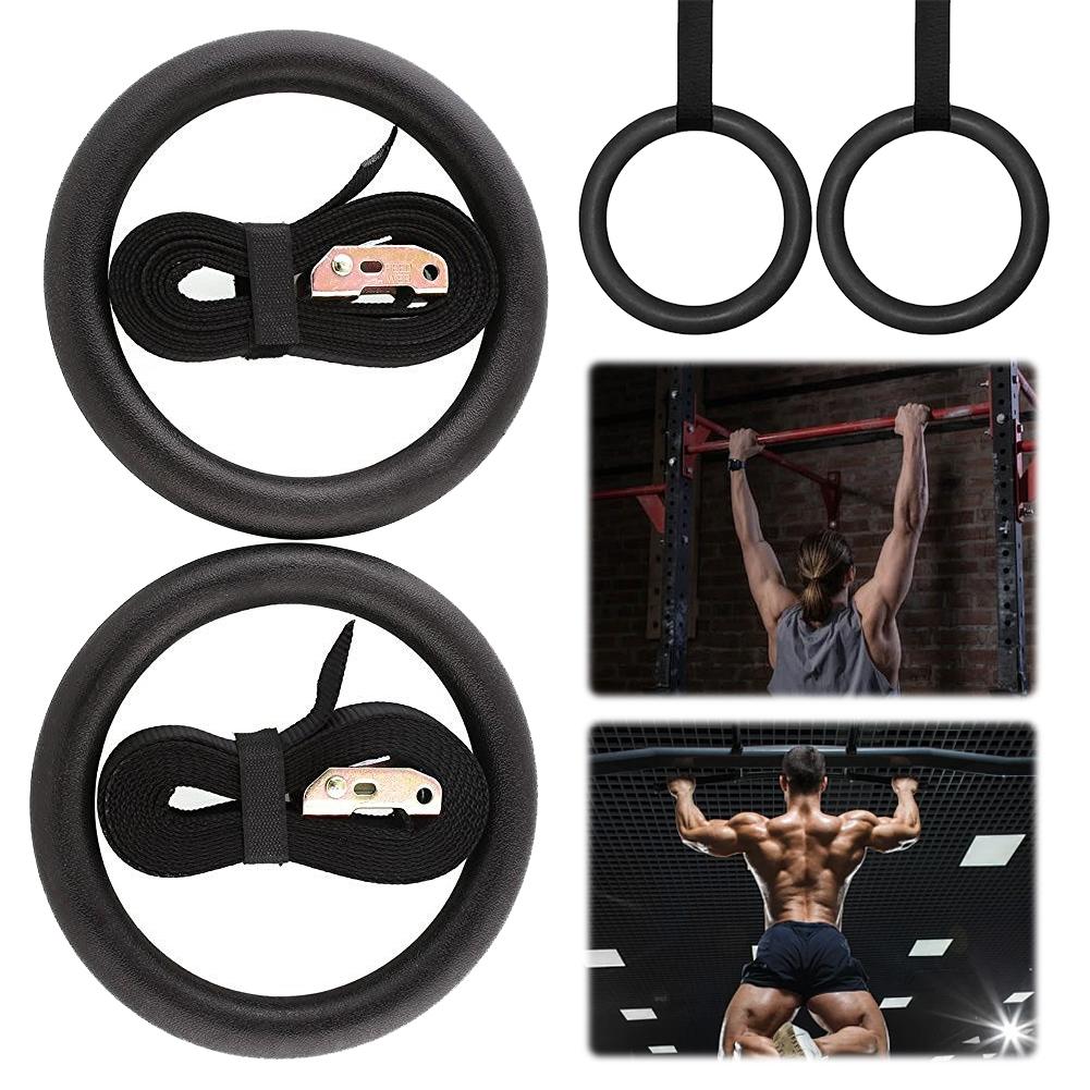 2Pcs Gymnastics Rings Pull-up Rings Heavy Duty Pull-up Training Ring Adjustable Strap Exercise Ring for Full Body Workout