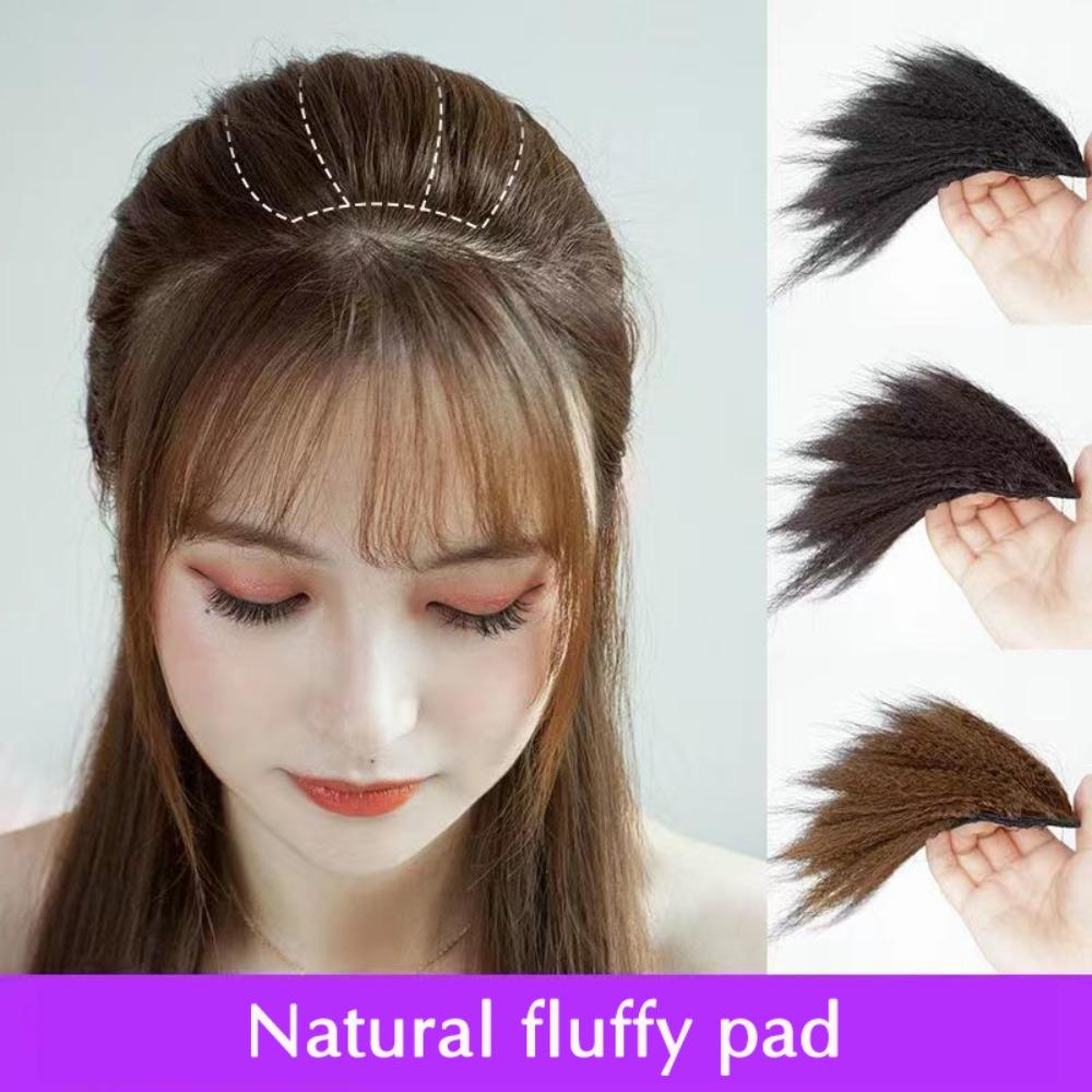 Tool Heat Resistant Fiber Overhead Hair Piece Invisable Hair Pads Women Wig Textured Perm Hair Pad