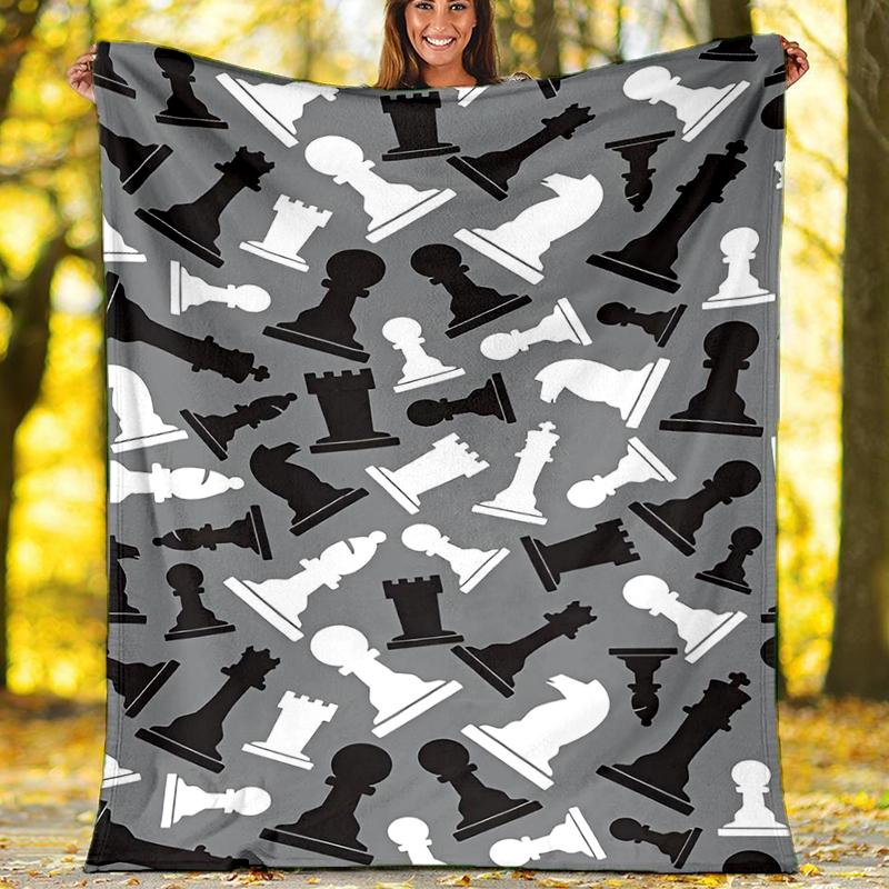 Chess Theme Printed Blanket - Perfect for Couch, Bed, Travel & Outdoor Use | Machine Washable, Cozy & Durable.