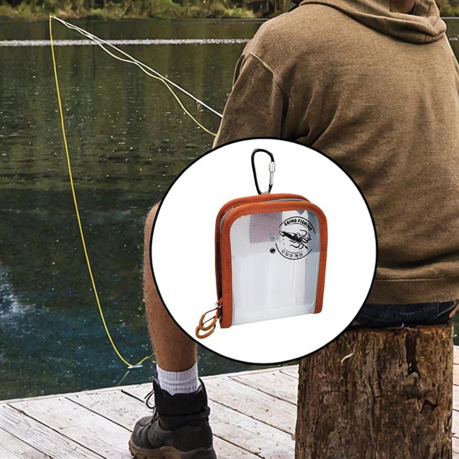 

Bait Organizer Squid Bag with Carabiner Jig Lure Hooks Storage Fishing Tackle Case темно-оранжевого