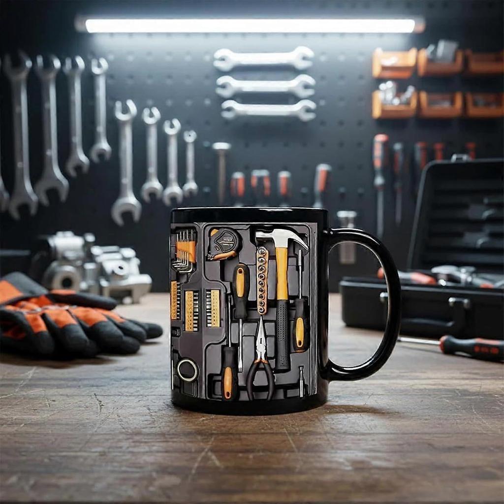 The Mechanic's Toolbox Mug, Realistic Tool Details & Comfortable Handle, 11oz Ceramic Mechanic Toolbox Coffee Cup for Birthday Thanksgiving