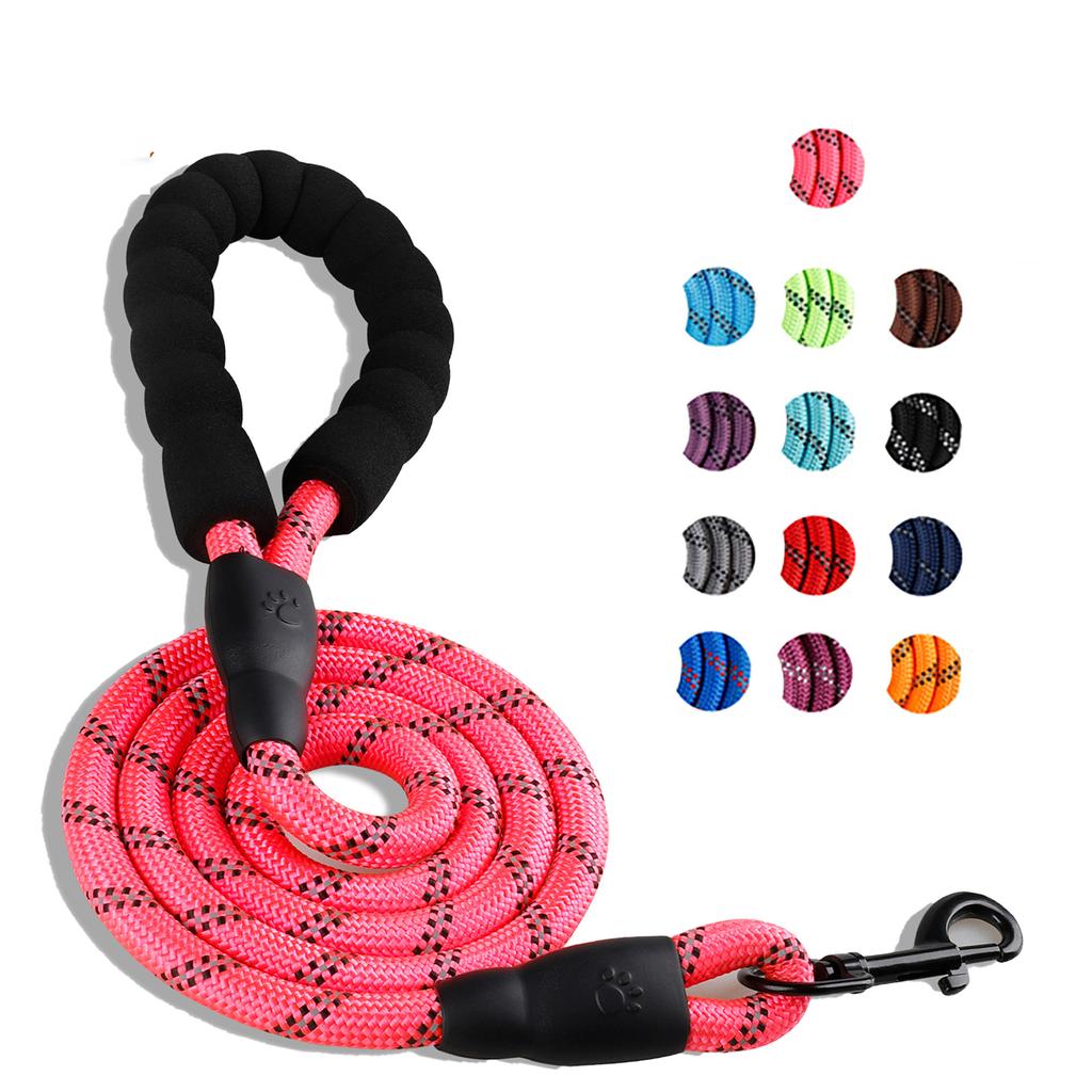 Reflective Dog Leash With Comfortable Padded Handle - Double Heavy Duty Traction Rope For Strong Dogs - Enhance Safety And Contr