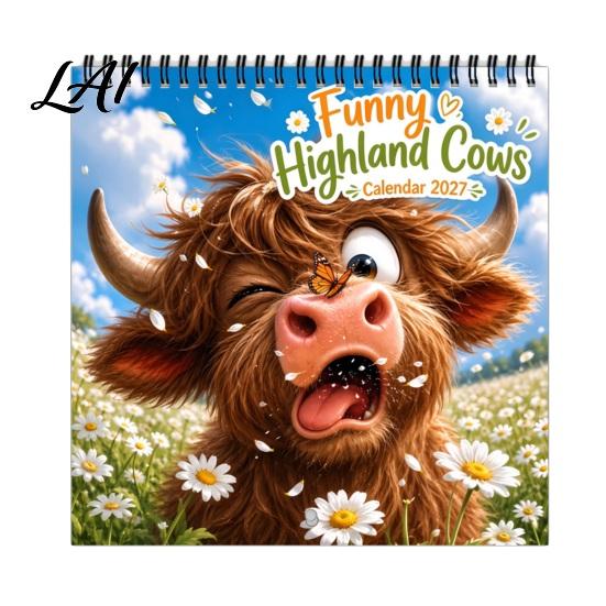 School Year Planning Tool 2027 Wall Calendar Funny Cartoon Illustrations Large Date Grids Annual Schedule Planner Thick Coated Paper Sturdy