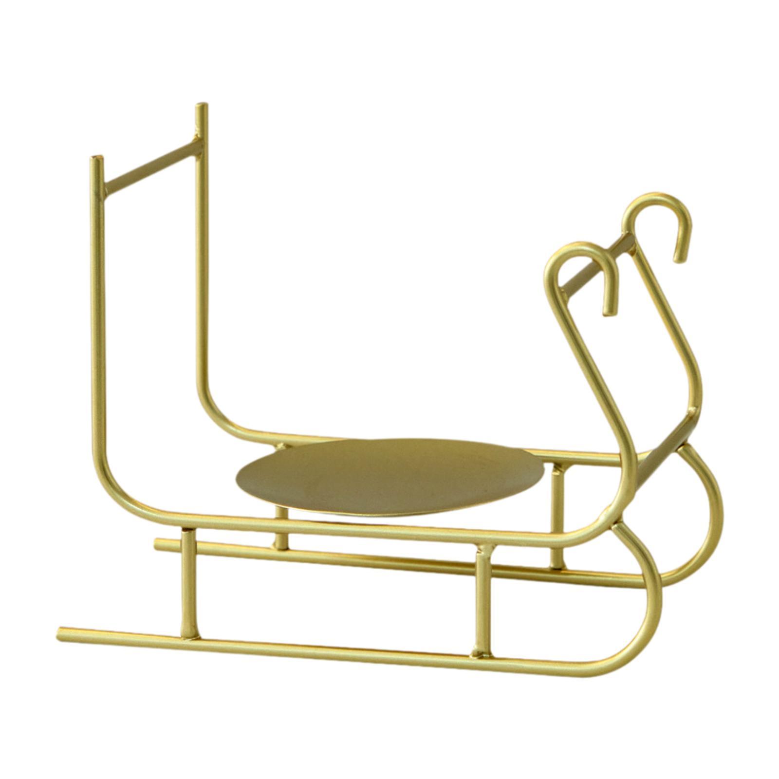 

Candle Holder Sleigh Shape Creative Elegant Tabletop Centerpiece Candlestick Holder for Ceremony Living Room Cafe Holidays серебряный