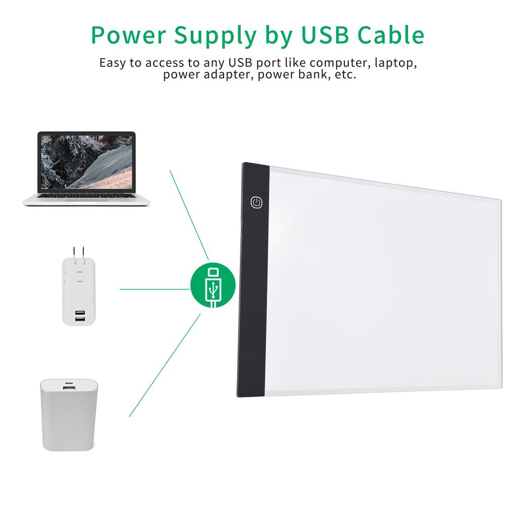 A2 Ultra Thin LED Light Box Dimmable Brightness Drawing Table USB Powered for Artists Designing Tattoo Drawing